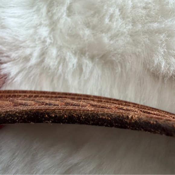 Vintage Tooled Leather Belt Brown | Unisex Western Boho | Size 34 main image 6